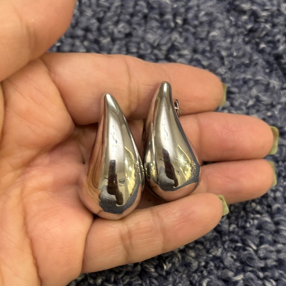 Silver Teardrop Earrings stainless steel tarnish free!!   1.5 inches long !!